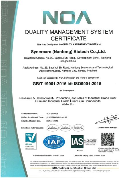 CHINA Synercare (Nantong) Biotech Co. Ltd certificaten
